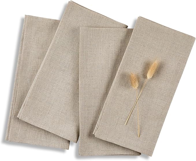 Solino Home Natural Linen Napkins Set of 4 - 100% Pure Linen Cloth Washable Dinner Napkins 20 x 20 Inch for Fall, Autumn, Christmas, Holiday, New Year - Fete