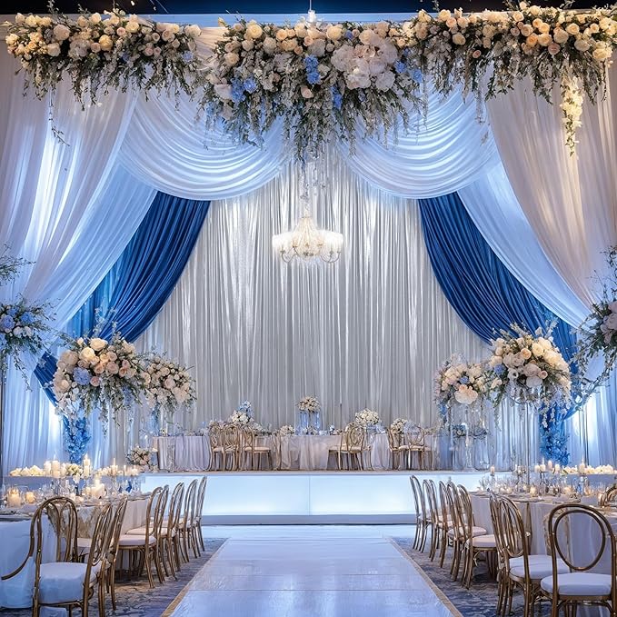 leegleri 40x10ft Thick Silver Glitter Backdrop Curtain Panels for Parties, Wrinkle Free Sequin Sparking Photo Backdrop Drapes, 8 Panels 5x10ft Shimmer Back Drop Cloth for Wedding Birthday Photography