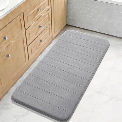 Yimobra Long Bath Mat 44"x24", Super Soft Quick Dry Memory Foam Bathroom Rug, Water Absorbent, Non Slip Backing Machine Washable for Tub Shower, Thick Comfort Support, Gray