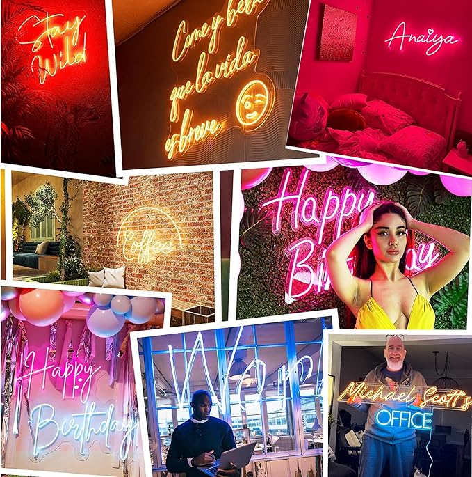 YSMNDE Custom Neon Signs Personalized, Dimmable Led Neon Light Sign Customizable for Wall Decor, Birthday Wedding, Party, Festival Gift