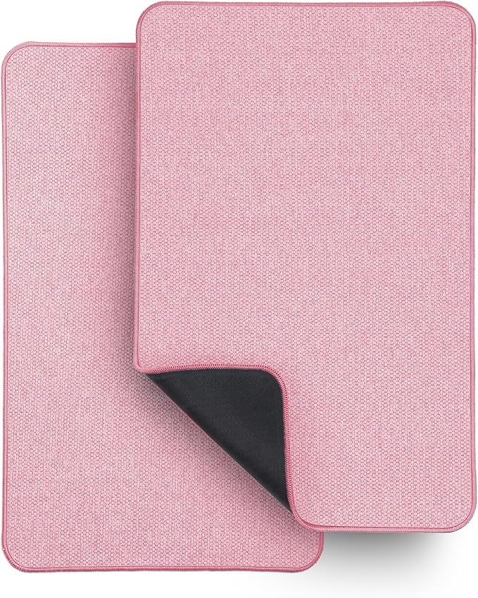 Bath Mat,Ultra Thin Bathroom Rugs,Rubber Bath Mats for Bathroom,No Slip Bath Rugs,Quick Dry,Machine Washable,Low Pile,Absorbent,Shower Outside,Sink,Home Decor Accessories.Pink,1'5"x2'3"(2 Pack)