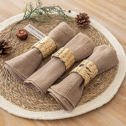 Cheesecloth Napkins 17x17 Inches Reusable Handmade Washable Table Napkins for Lunch Dinner Wedding Baby Shower Bridal Shower Party Rustic Boho Decorations Bulk Set of 6 Nude