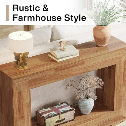 Tribesigns Farmhouse Console Table, 47 Inches Entryway Console Table with Storage, Industrial Hallway Accent Table for Living Room, Entrance