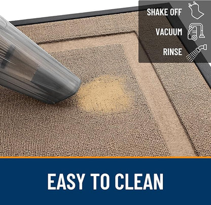 OLANLY Front Door Mat Indoor Outdoor Entrance, Waterproof All-Season, All-Weather Doormat, Sturdy Natural Rubber, Low Profile, Easy Clean Patio Porch Entryway Mat, 35x23, Mocha