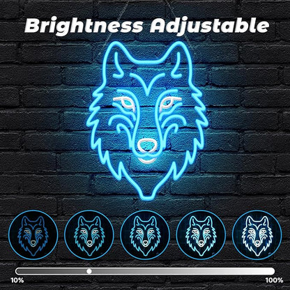 Wolf Neon Sign, Dimmable LED Wolf Light Animal Wall Decor, Christmas Gift Birthday Gifts for Boys Men, Bedroom Living Room Man Cave Home Decoration With USB Powered