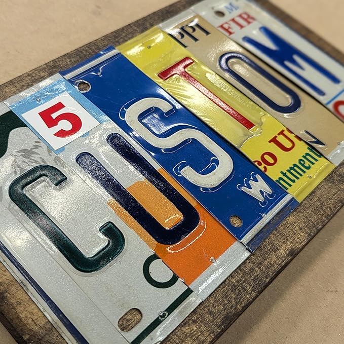 Personalized License Plate Letter Sign - Real Cut License Plates to Spell Out Your Words - Personalized Decor for Home, Office, or Unique Gifts - Vintage Style Wall Art
