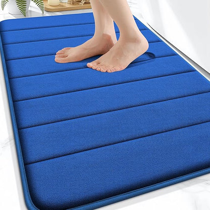 OLANLY Memory Foam Bath Mat 34x21, Super Soft Absorbent Bathroom Rugs, Quick Dry, Machine Washable Shower Floor Rugs, Bathmat Carpet, Bathroom Home Decor Accessories, Royal Blue