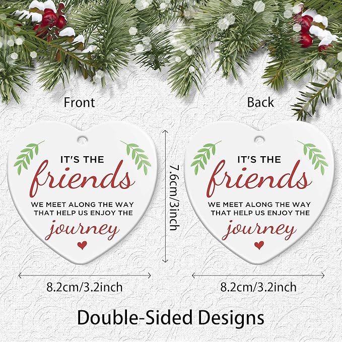 Friendship Christmas Ornament for Best Friend,Sister Friendship Gifts for Women Sisters Soul Friends Bestie BBF,Ceramic Good Friends Keepsake Ornament Gift for Christmas Decoration Birthday Ideas