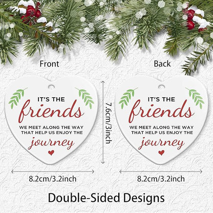 Friendship Christmas Ornament for Best Friend,Sister Friendship Gifts for Women Sisters Soul Friends Bestie BBF,Ceramic Good Friends Keepsake Ornament Gift for Christmas Decoration Birthday Ideas
