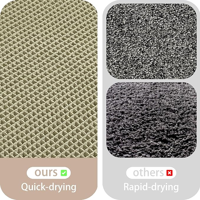 Waffle Bath Mat Non Slip, Boho Bathroom Rug, Super Absorbent Quick Dry Bathroom Mat, Soft Farmhouse Bath Rug with Tassels, Small Washable Shower Mats for Floor 24"x36", Tassels Sage Green