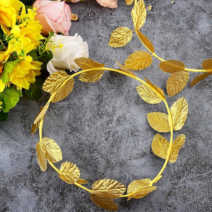 24 Pieces Roman Laurel Wreath Crown, Circlet Gold Leaf Crown, Headband Laurel Crowns, Greek Goddess Headpiece, Toga Headwear Greek Goddess Accessories for Halloween Wedding Party Decoration