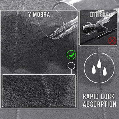 Yimobra Bathroom Runner 55"x24", Non Slip Memory Foam Bath Mat, Super Soft Water Absorbent Hallway Carpet, Machine Washable Rug for Vanity Tub Shower, Dark Gray