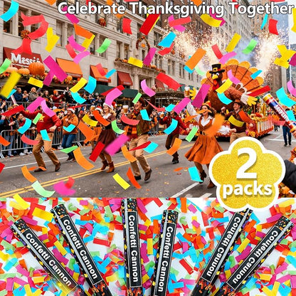 16in Biodegradable Confetti Poppers,Confetti Cannons Bulk with Colorful Confettis Design for Ceremony Party Favor Supplies,Birthday Holiday,Halloween Thanksgiving,Christmas,New Year's Eve(2Pack)