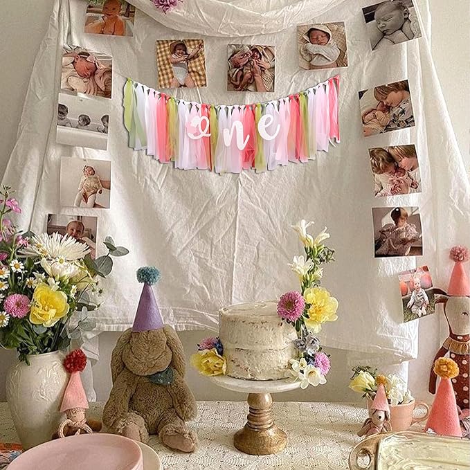 Bunny High Chair Banner 1st Birthday - Some Bunny Is One High Chair Banner, Easter Rabbit First Birthday Decorations for Party, Smash Cake, Photo Props
