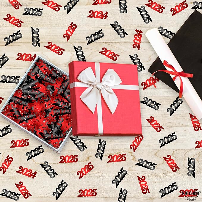 KatchOn, Red and Black Grad Confetti - Pack of 500 | Graduation Confetti Class of 2025 | Grad Table Decorations | Red and Black Graduation Decorations 2025 | Prom Decorations 2025
