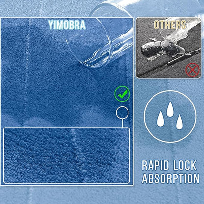 Yimobra Large Bath Mat 36"x24", Super Soft Quick Dry Memory Foam Bathroom Rug, Water Absorbent, Non Slip Backing Machine Washable for Tub Shower, Thick Comfort Support, Blue