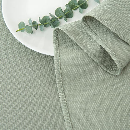 maxmill Round Textured Tablecloth Spill-Proof Wrinkle Free Soft Jacquard Table Cloth for Circular Table Cover, for Dining Room Buffet Banquet Parties Holiday Dinner, 70 Inch, Sage Green