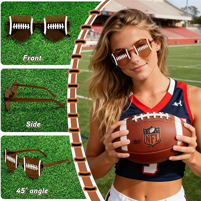 Pibupibu 12/24 Pack Volleyball Softball Football Soccer Gifts for Team Coach Heart Sunglasses Bulk Sports Party Favor Glasses