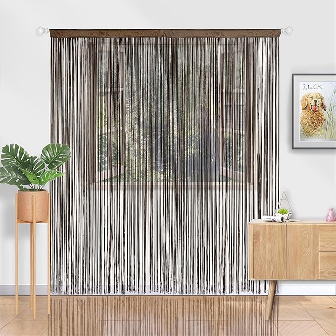 YIIBAII Door String Curtains Fringe Door Curtains for Doorways Window Room Decoration Living Room Divider(39"x110", Coffee)