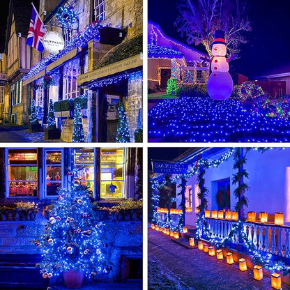 JMEXSUSS 250 LED Blue Christmas Lights: 91.5ft Extendable Blue String Lights Indoor Outdoor Waterproof with 8 Modes for Christmas Tree, Garden, Patio, Party, Holiday Decorations
