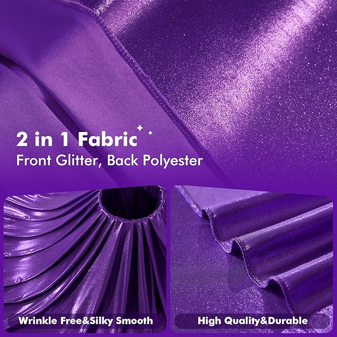 10ftx10ft Shimmer Purple Sequin Backdrop Curtain for Parties-2 Panels 5x10ft Thick Wrinkle Free Glitter Backdrop Drapes Photo Back Drop Curtains for Girl Birthday Wedding Photography Background