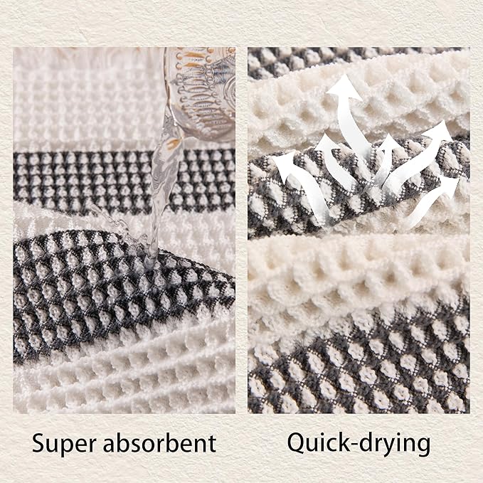 Waffle Bath Mat Non Slip, Boho Bathroom Rug, Super Absorbent Quick Dry Bathroom Mat, Soft Farmhouse Bath Rug with Tassels, Small Washable Shower Mats for Floor 20"x32", White and Black