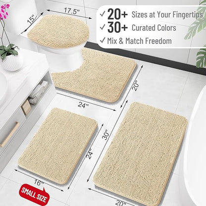 OLANLY Bathroom Rugs 32x20, Extra Soft Absorbent Chenille Bath Rugs, Rubber Backing Quick Dry, Machine Washable Bath Mats for Bathroom Floor, Tub and Shower, Home Decor Accessories, Beige