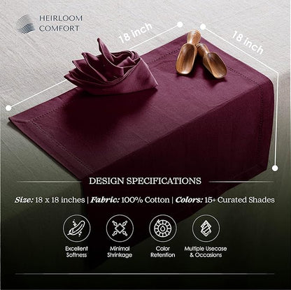 Multi Color Cloth Napkins 18"x18" - Set of 12-100% Cotton, Washable, Reusable - Perfect Hotel Quality Napkin for Table, Dinner, Weddings, Everyday Dining - Yellow, Brown, Burgundy