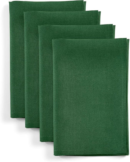 Solino Home Linen Napkins Set of 4-100% Pure Linen Pine Green Dinner Napkins Cloth 20 x 20 Inch for Fall, Autumn, Christmas, New Year - Fete, Handcrafted and Machine Washable