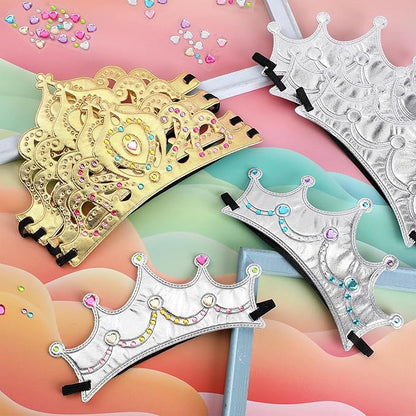 Yaomiao 44 Pcs Foam Crowns for Kids Princess Tiaras Crowns Bulk Diamond Sticker Making Kits for Birthday Party Supplies