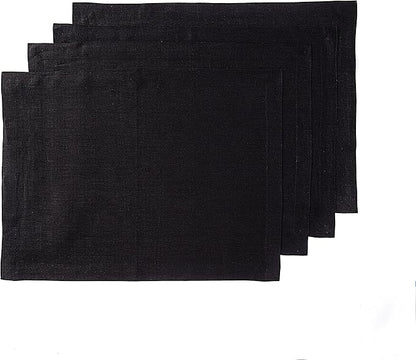 Solino Home Linen Black Placemats Set of 4 - 100% Pure Linen Placemats 14 x 19 Inch for Fall, Autumn, Winter, Christmas, Holiday, New Year - Fete