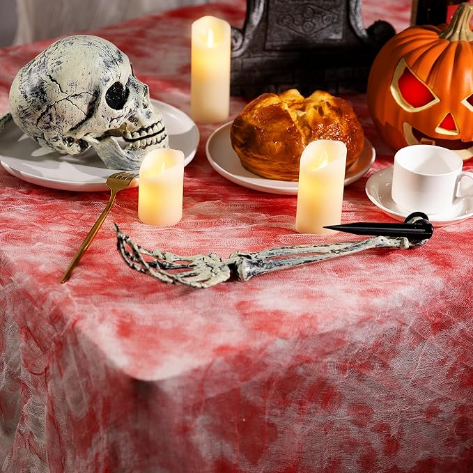 197" x 85" Halloween Creepy Cloth - Halloween Spooky Fabric Cloth - Scary Gauze Blood Creepy Cloth for Haunted House Halloween Party Yard Wall Doorway Outdoors Decoration
