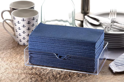 50 Pack Navy Napkins | Linen Feel Disposable Cloth Like Paper Dinner Napkins | Hand Towels | Soft, Absorbent, Paper Hand Towels for Bathroom,Kitchen,Parties,Weddings or Events