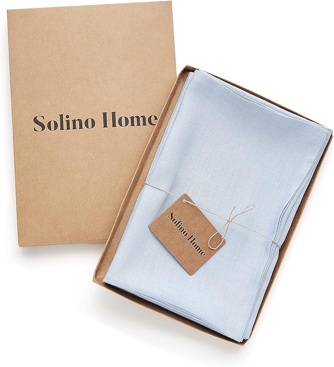 Solino Home Sky Blue Linen Napkins Set of 4-100% Pure Linen Cloth Washable Dinner Napkins 20 x 20 Inch for Christmas, Holiday, New Year - Fete