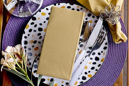 Gold Paper Napkins | Linen Feel Guest Disposable Cloth Like Dinner Napkins | Hand Towels | Soft, Absorbent, Paper Hand Napkins for Kitchen, Bathroom, Parties, Weddings, Dinners | 50 Pack