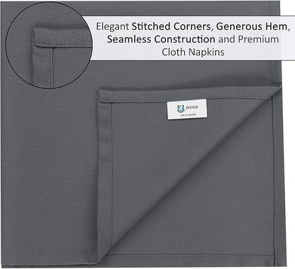 Zoyer Cloth Napkins Set of 12, 18x18 Inches Cotton Enrich Napkins Cloth ‎Washable, Soft & Durable Dinner Napkins for Parties, Wedding, Christmas, ‎Thanksgiving & Everyday Use - Charcoal Grey
