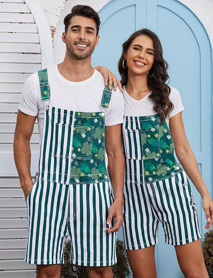 Unisex Printed Overalls Shorts Romper Festival Jumpsuits Work Bibs Coveralls Gifts for Men and Women