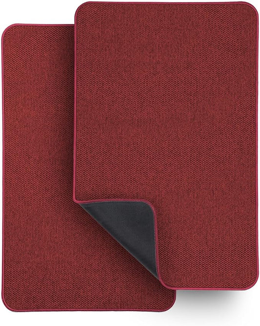Bath Mat,Ultra Thin Bathroom Rugs,Rubber Bath Mats for Bathroom,No Slip Bath Rugs,Quick Dry,Machine Washable,Low Pile,Absorbent,Shower Outside,Sink,Home Decor Accessories.Red,1'5"x2'3"(2 Pack)