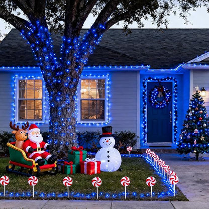 JMEXSUSS 500 LED Blue Christmas Lights Outdoor, 173ft 8 Modes Christmas String Lights, Waterproof Blue LED Tree Light Plug in for Indoor Party House Xmas Decor