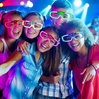 20 Pack LED Glasses Glow in The Dark Party Supplies,Light up Glow Glasses Toys for Kids Adult Birthday Holiday Concert Disco Neon Party Favors Wedding Halloween Thanksgivings Christmas New Years