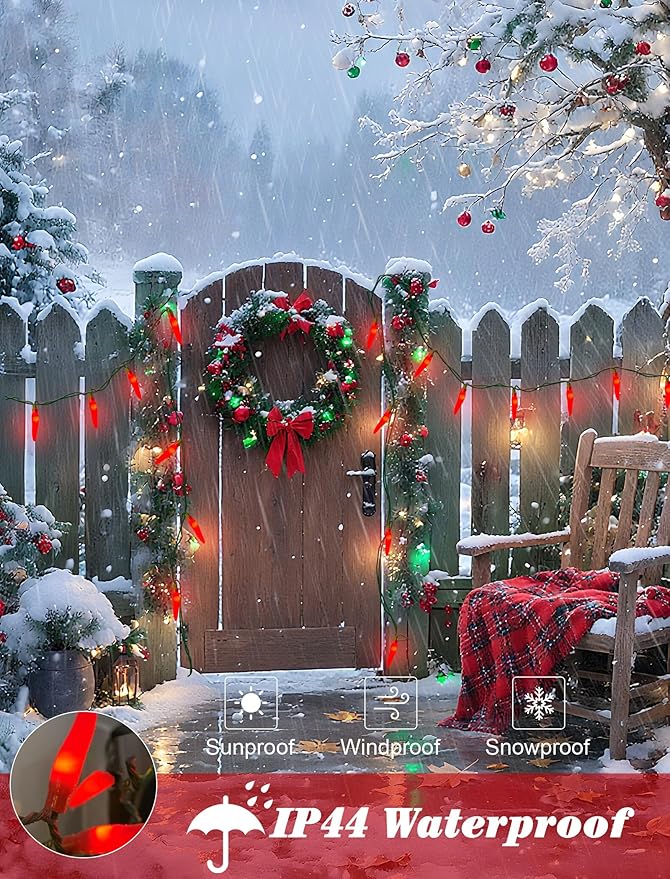 Christmas Chili Pepper Lights Red, 13.6FT Chili Lights with 35 Hot Red Chili Pepper Bulbs for Outdoor Indoor Kitchen Garden Patio Christmas Mexican Party Decor