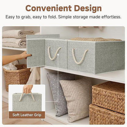StorageWorks Fabric Storage Bins for Shelves, Storage Baskets for Closet Organization, Organizer Bins for Clothes Storage, Gray, Extra Large, 3-Pack