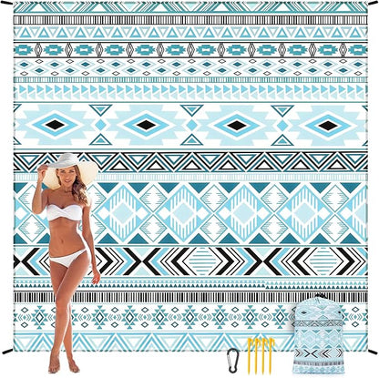 Beach Blanket Waterproof Sandproof Extra Large Beach Mat 79" X 83"/120"x108"for 1-8 Adults Quick Drying Durable Outdoor Picnic Mat for Beach Travel Camping Hiking