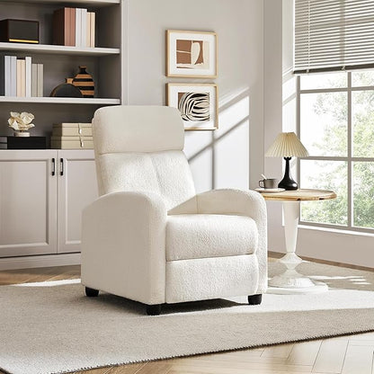 Yaheetech Fabric Recliner Chair Single Sofa Home Theater Seatting Adjustable Modern Single Reclining Chair for Living Room Bedroom Home Theater Ivory