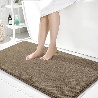 OLANLY Thick Memory Foam Bath Mat Rug 44x24, Extra Soft Absorbent Bathroom Rug, Quick Dry Bath Mats, Non-Slip, Machine Washable Carpet for Bathroom, Tub and Shower, Home Decor Accessories, Tan