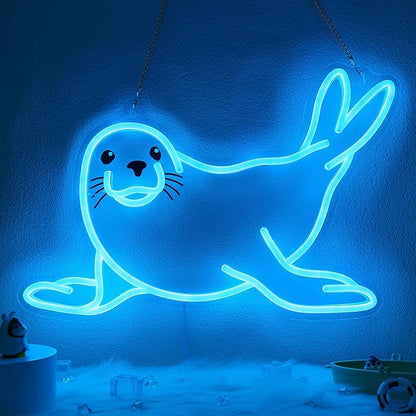Seal Neon Sign, Dimmable Wall Decor Light. Birthday Party Decorations for Home, Patio, Garden, Bars, Restaurants, Hotels, Stores, Clubs, Gift for Friends Family and Kids