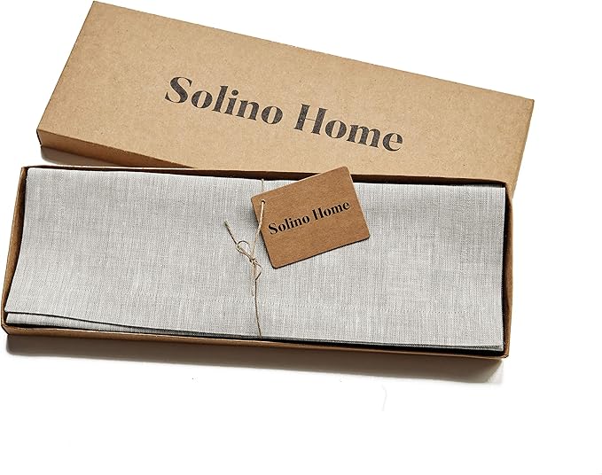 Solino Home Linen Placemats Set of 4-100% Pure Linen Oyster Grey Cloth Placemats 14 x 19 Inch for Fall, Autumn, Thanksgiving, Holiday - Athena