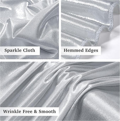10x12ft Silver Sequin Backdrop Curtain Panels for Parties, Wrinkle Free Glitter Photo Backdrop Drapes 2 Panels 5x12FT Shimmer Back Drop Cloth for Wedding Birthday Christmas Photography Background