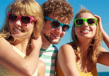 Fsmiling Neon Sunglasses Bulk Adult Party Sunglasses 80s Glasses Shades for Men Women Party Favors-30Pack,UV Protection