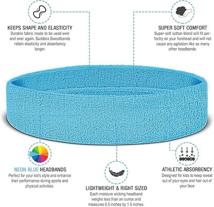 Suddora Toddlers Headbands, Sports Sweatbands for Kids, Non-Slip and Lightweight Fabric Bands for Youth Basketball, Soccer, and Tennis, Moisture-Wicking Bands for Cosplay & Costumes